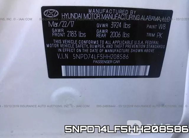 5NPD74LF5HH208586 фото 10