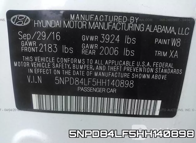 5NPD84LF5HH140898 фото 10