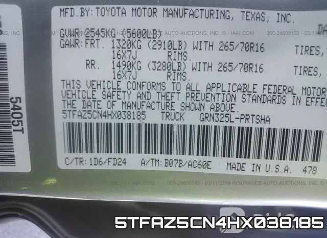 5TFAZ5CN4HX038185 фото 10