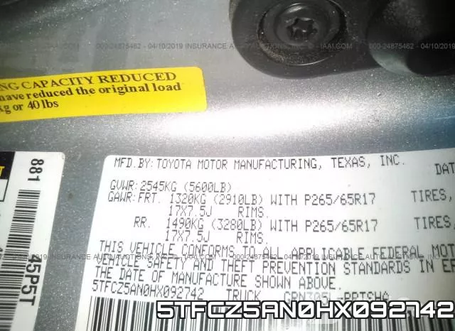 5TFCZ5AN0HX092742 фото 10