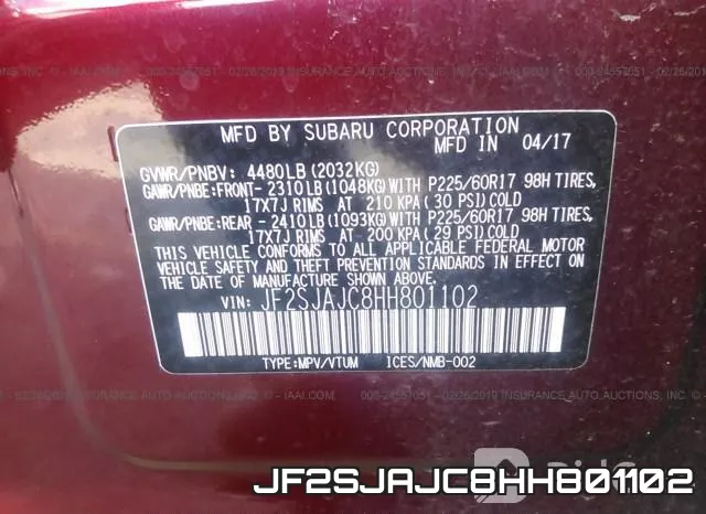 JF2SJAJC8HH801102 фото 10