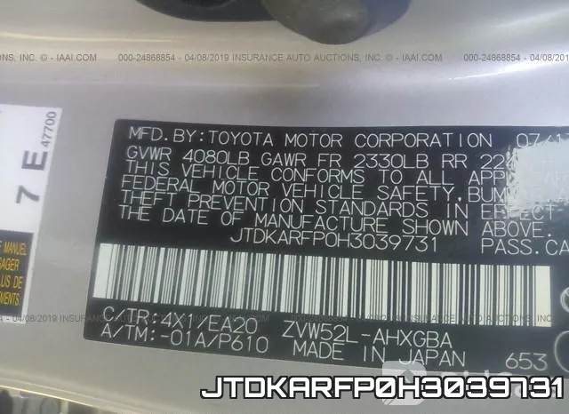 JTDKARFP0H3039731 фото 10