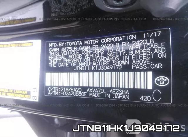 JTNB11HK1J3049172 фото 10