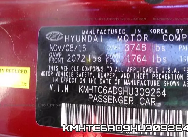 KMHTC6AD9HU309264 фото 10