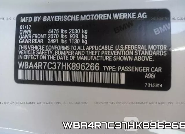WBA4R7C37HK896266 фото 10