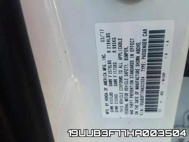19UUB3F77HA003504 фото 2