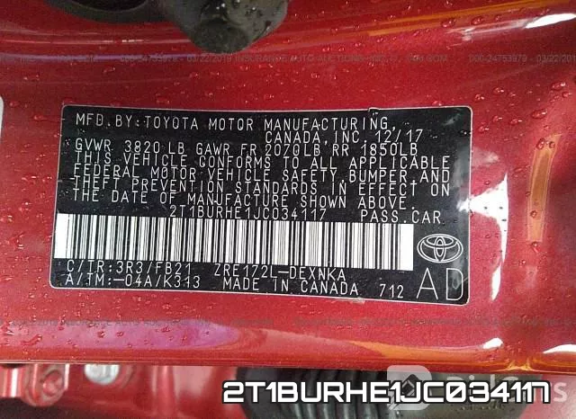 2T1BURHE1JC034117 фото 10