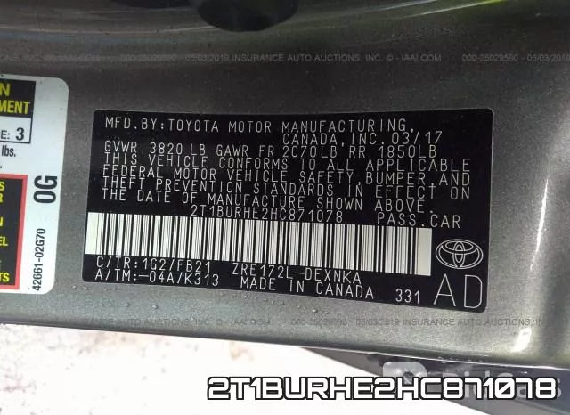 2T1BURHE2HC871078 фото 10