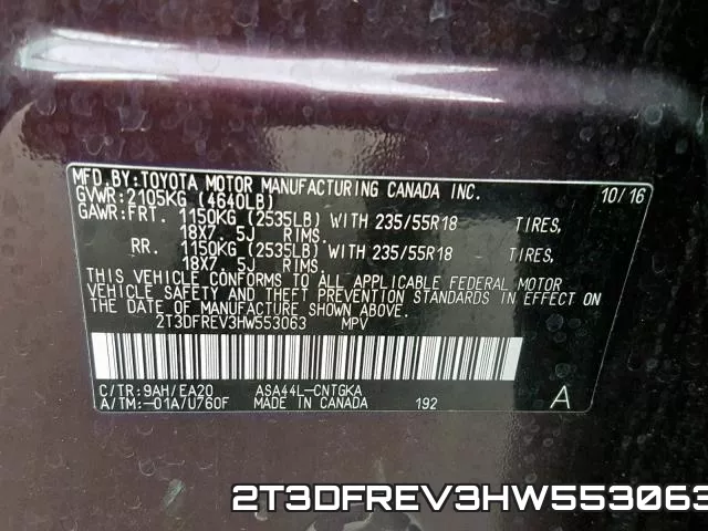 2T3DFREV3HW553063 фото 2
