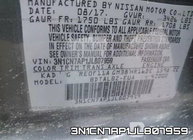 3N1CN7AP1JL807959 фото 10