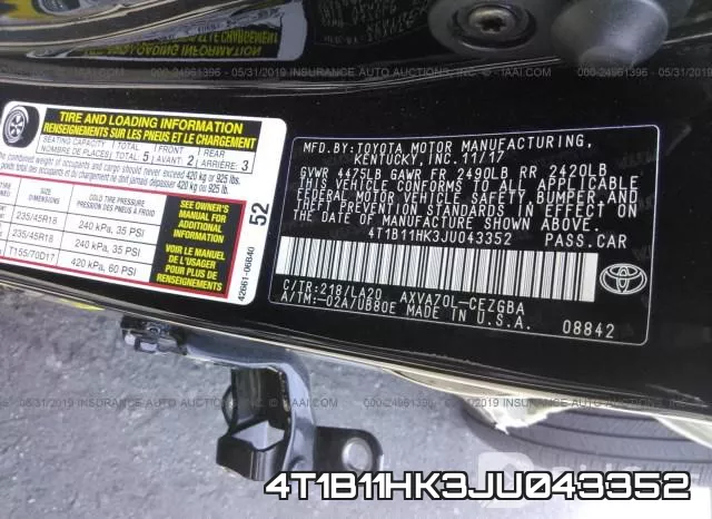4T1B11HK3JU043352 фото 10