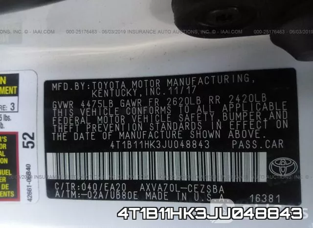 4T1B11HK3JU048843 фото 10