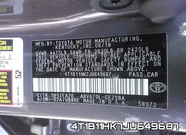 4T1B11HK7JU649687 фото 10