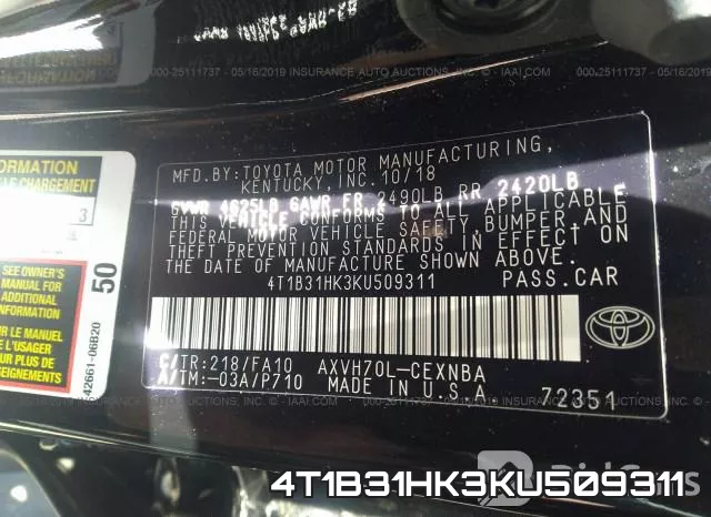 4T1B31HK3KU509311 фото 10