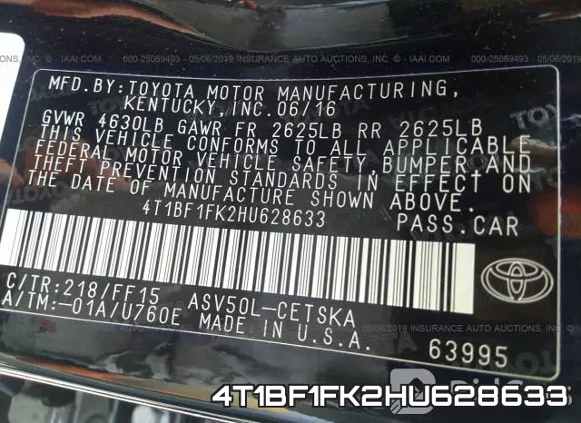 4T1BF1FK2HU628633 фото 10