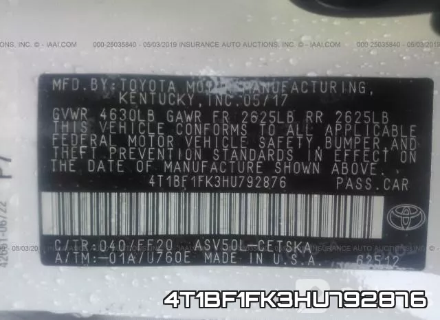 4T1BF1FK3HU792876 фото 10