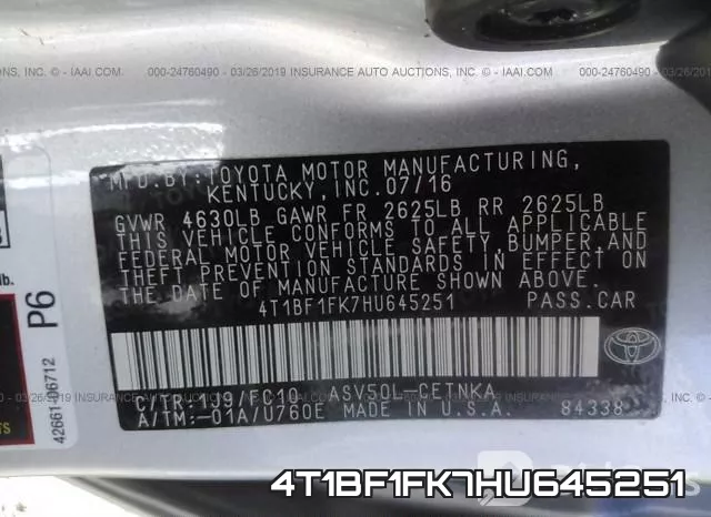 4T1BF1FK7HU645251 фото 10