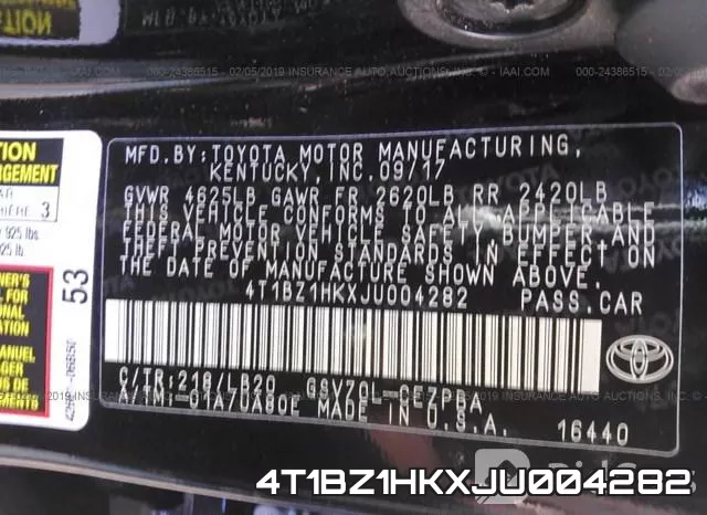 4T1BZ1HKXJU004282 фото 10