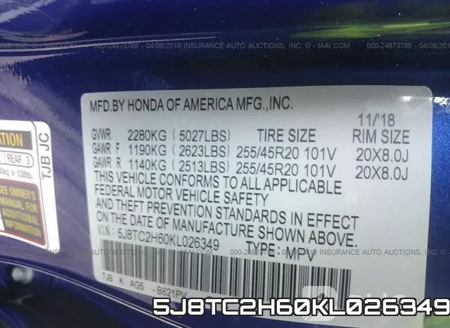 5J8TC2H60KL026349 фото 9