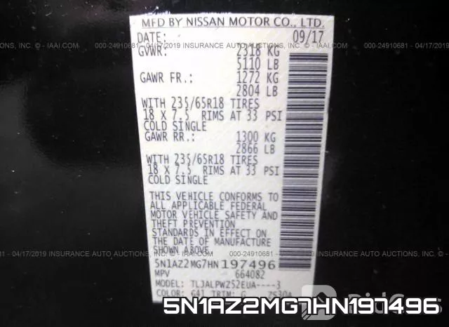 5N1AZ2MG7HN197496 фото 10