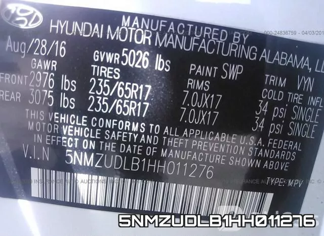 5NMZUDLB1HH011276 фото 10