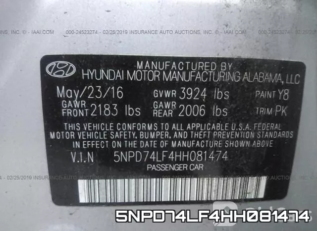 5NPD74LF4HH081474 фото 10