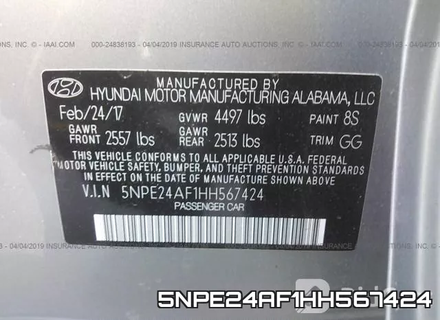 5NPE24AF1HH567424 фото 10