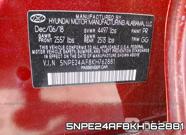 5NPE24AF8KH762881 фото 10