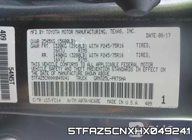 5TFAZ5CNXHX049241 фото 10