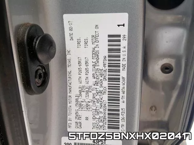 5TFDZ5BNXHX020417 фото 2