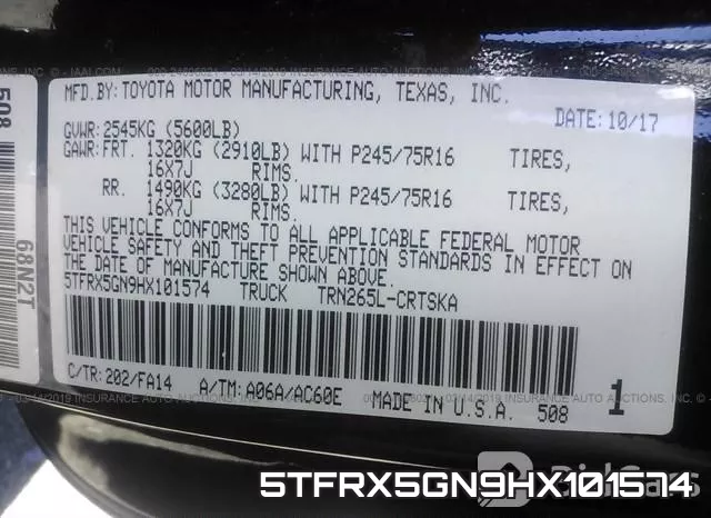5TFRX5GN9HX101574 фото 10
