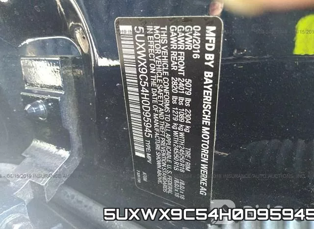 5UXWX9C54H0D95945 фото 10