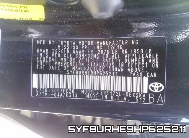 5YFBURHE9HP625211 фото 10