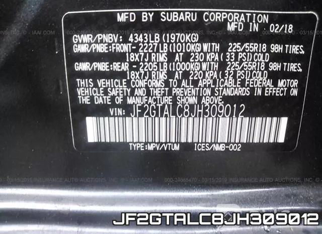 JF2GTALC8JH309012 фото 10