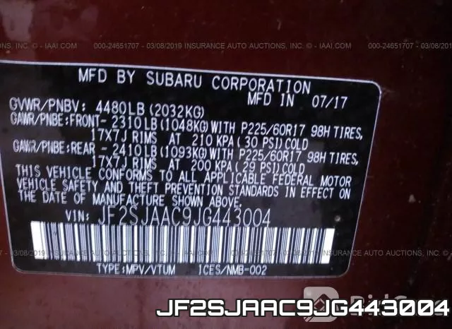 JF2SJAAC9JG443004 фото 10