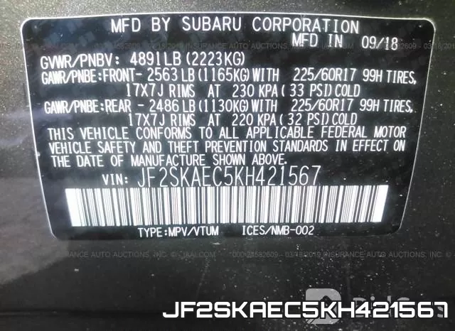 JF2SKAEC5KH421567 фото 10