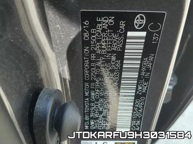 JTDKARFU9H3031584 фото 2