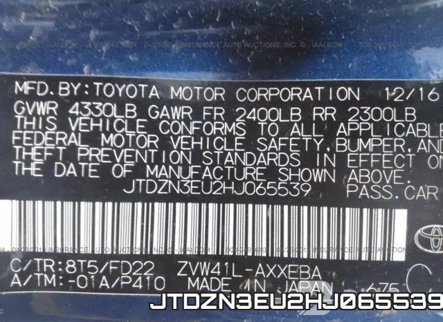 JTDZN3EU2HJ065539 фото 10