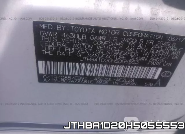 JTHBA1D20H5055553 фото 10