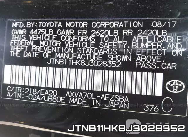 JTNB11HK8J3028352 фото 10
