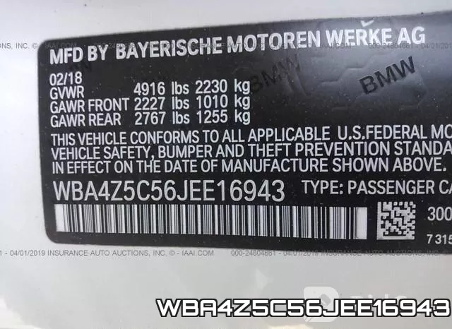 WBA4Z5C56JEE16943 фото 9