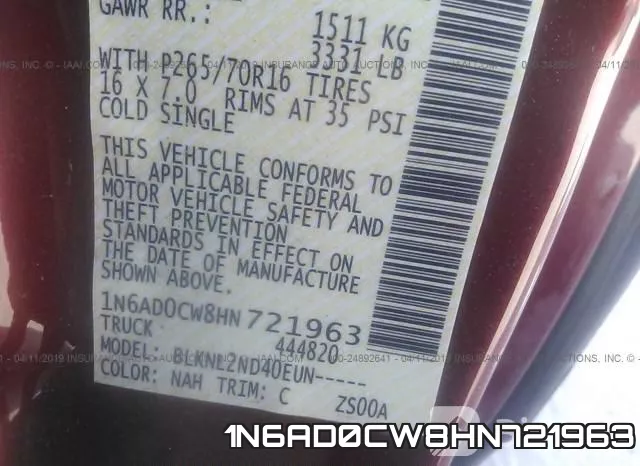 1N6AD0CW8HN721963 фото 10