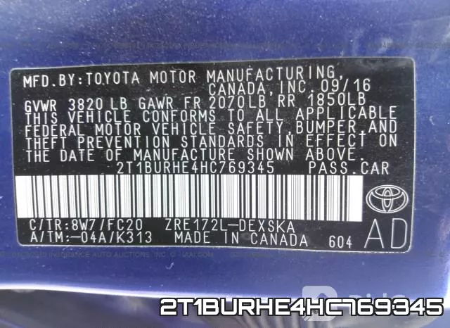 2T1BURHE4HC769345 фото 10