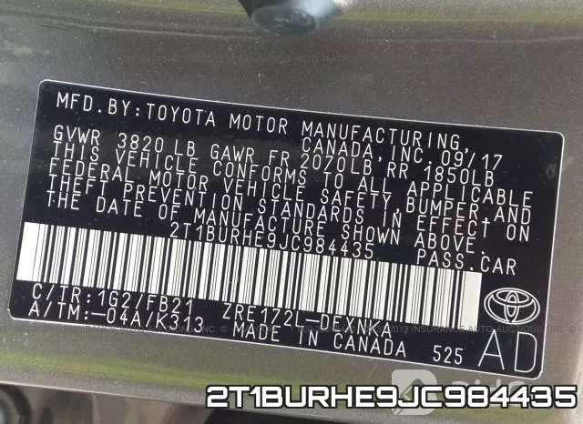 2T1BURHE9JC984435 фото 10