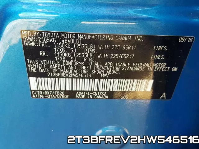 2T3BFREV2HW546516 фото 2
