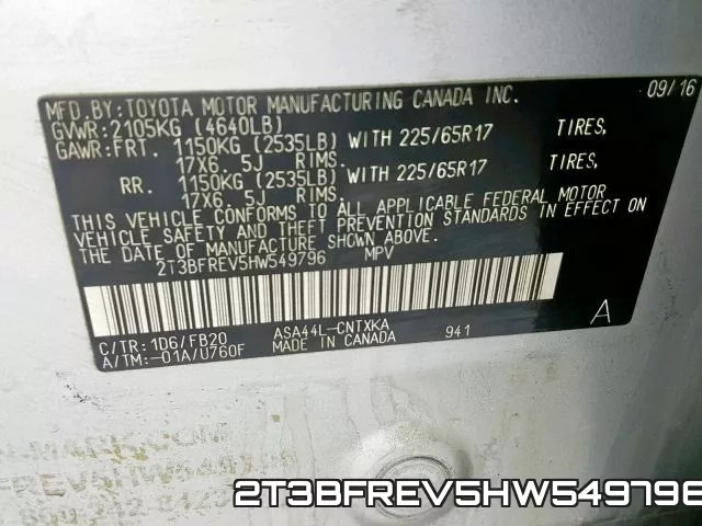 2T3BFREV5HW549796 фото 2