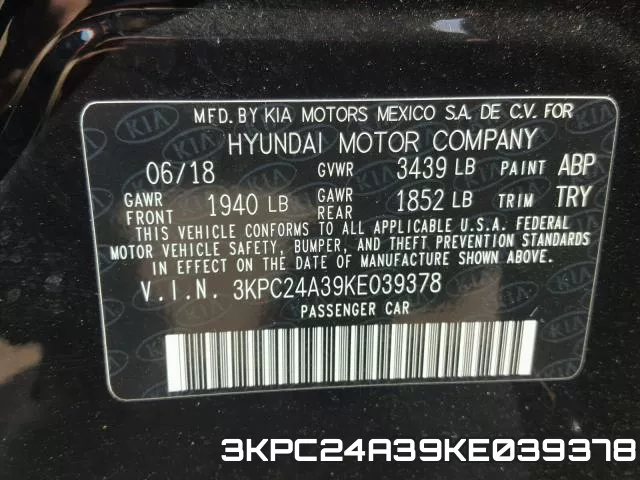 3KPC24A39KE039378 фото 2