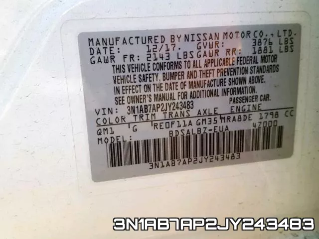 3N1AB7AP2JY243483 фото 2