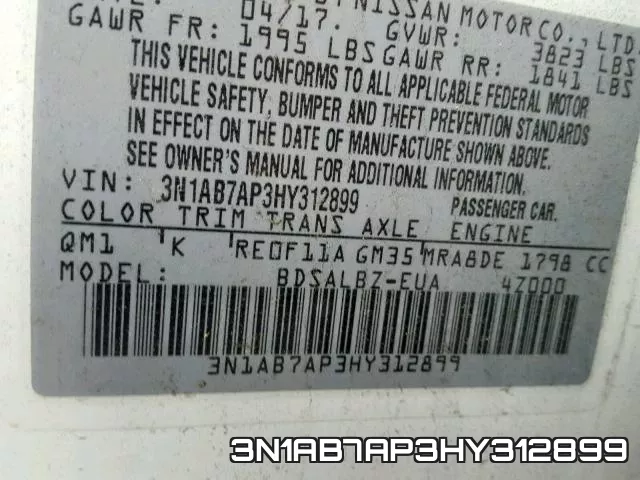 3N1AB7AP3HY312899 фото 2