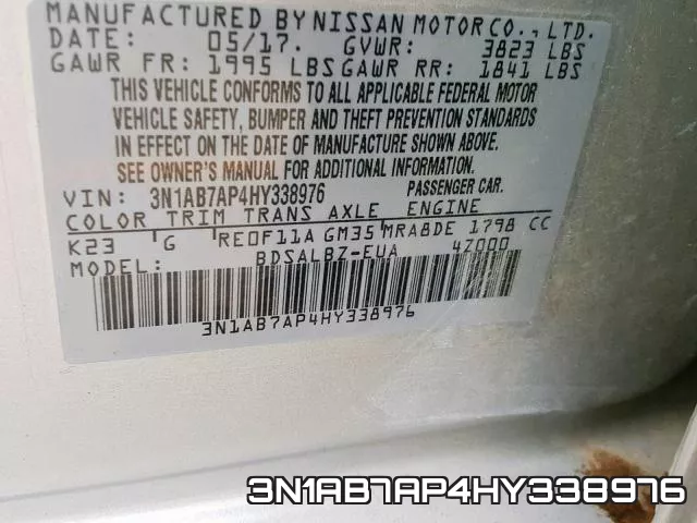 3N1AB7AP4HY338976 фото 2
